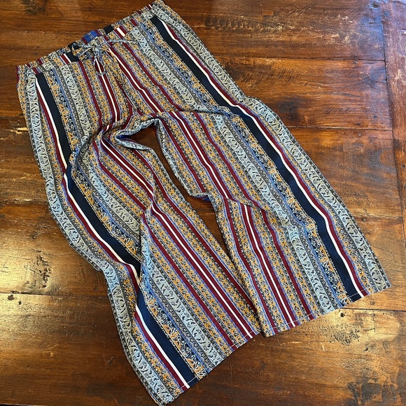 JAPNA LOUNGE Boho Multicolor Paisley Floral Pattern Pants M - Picture 1 of 9